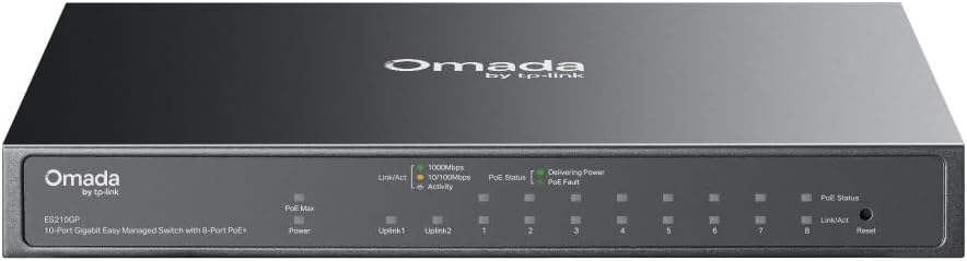 Switch TP-Link Omada ES210GP V1 10 Portas Gigabit (8 PoE+ 123W) 1 SFP Combo Gerido Desktop/Parede