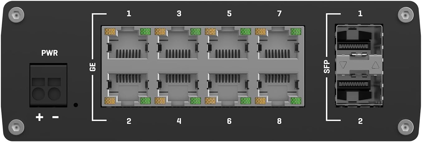 Switch Industrial Teltonika TSW210 8 Portas Gigabit 10/100/1000 2 SFP Sem Gestão Trilho DIN - Imagem 5