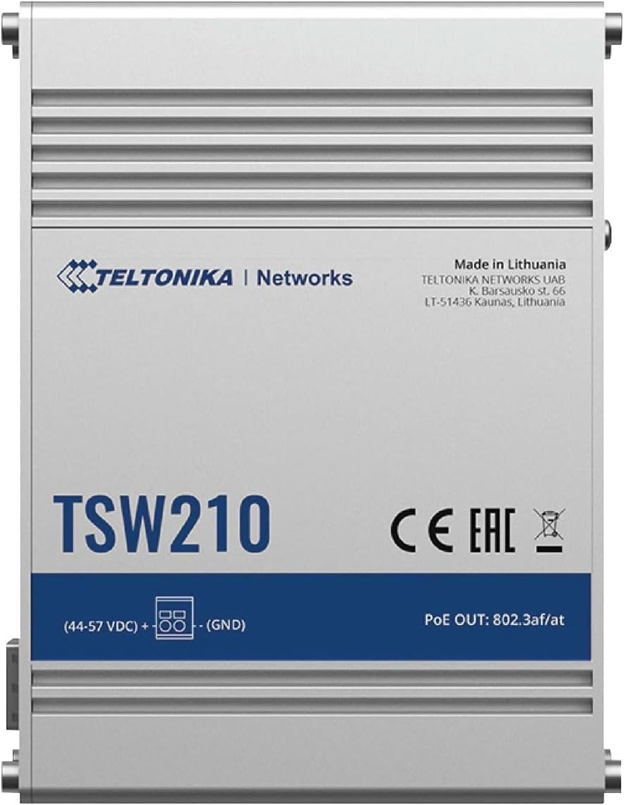 Switch Industrial Teltonika TSW210 8 Portas Gigabit 10/100/1000 2 SFP Sem Gestão Trilho DIN - Imagem 4