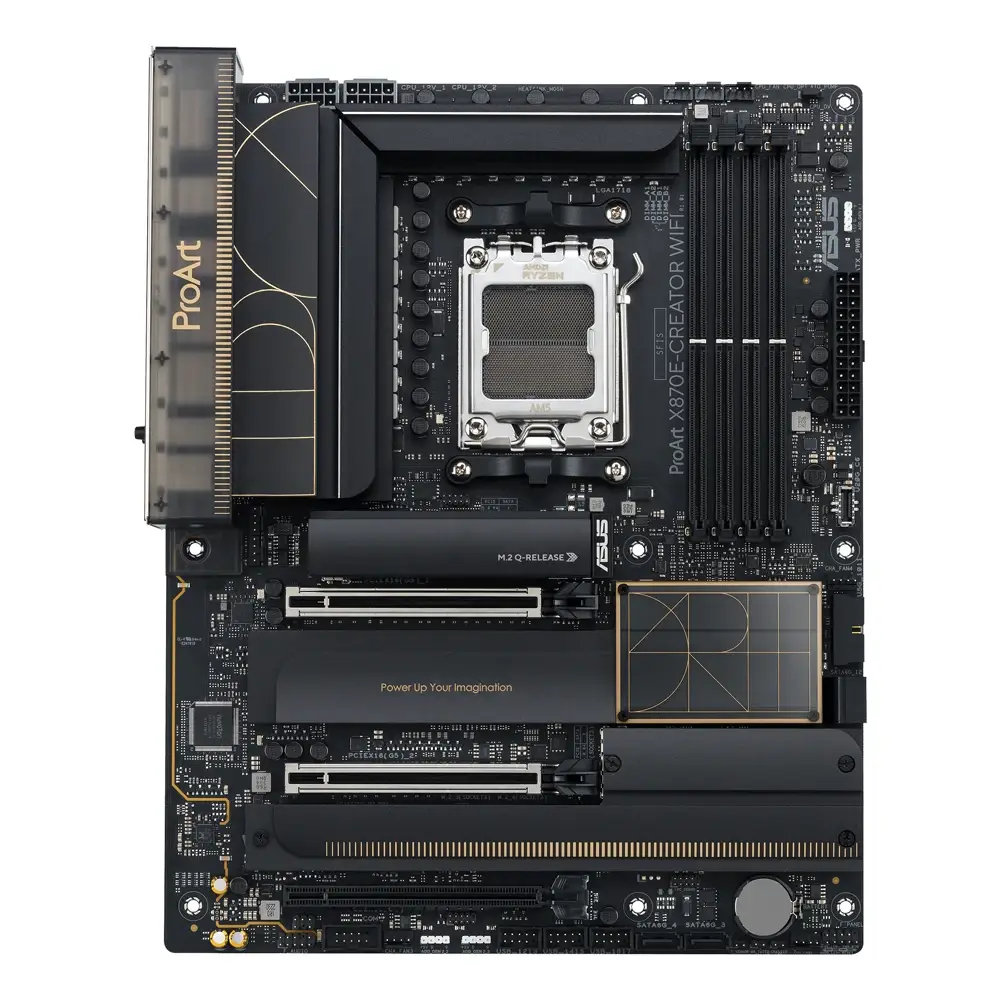 ASUS ProArt X870E-CREATOR WIFI - Placa-mãe - ATX - Socket AM5 - AMD X870E Chipset - USB4, USB-C 3.2 Gen 2x2, USB 3.2 Gen 2, USB 3.2 Gen 1 - Wi-Fi 7, 10 Gigabit LAN, Bluetooth - gráfico integrado (necessário CPU) - HD Audio (8-canais) - Imagem 2