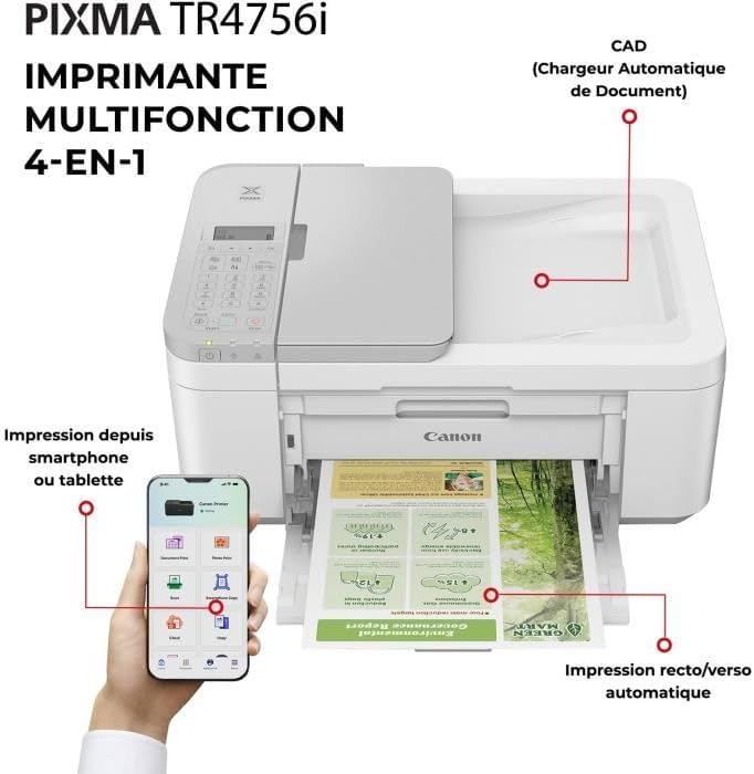 Impressora Multifunções Canon PIXMA TR4756i Jato de Tinta a Cores A4/Legal 120 Folhas 8.8 ipm USB Wi-Fi Branco - Imagem 8