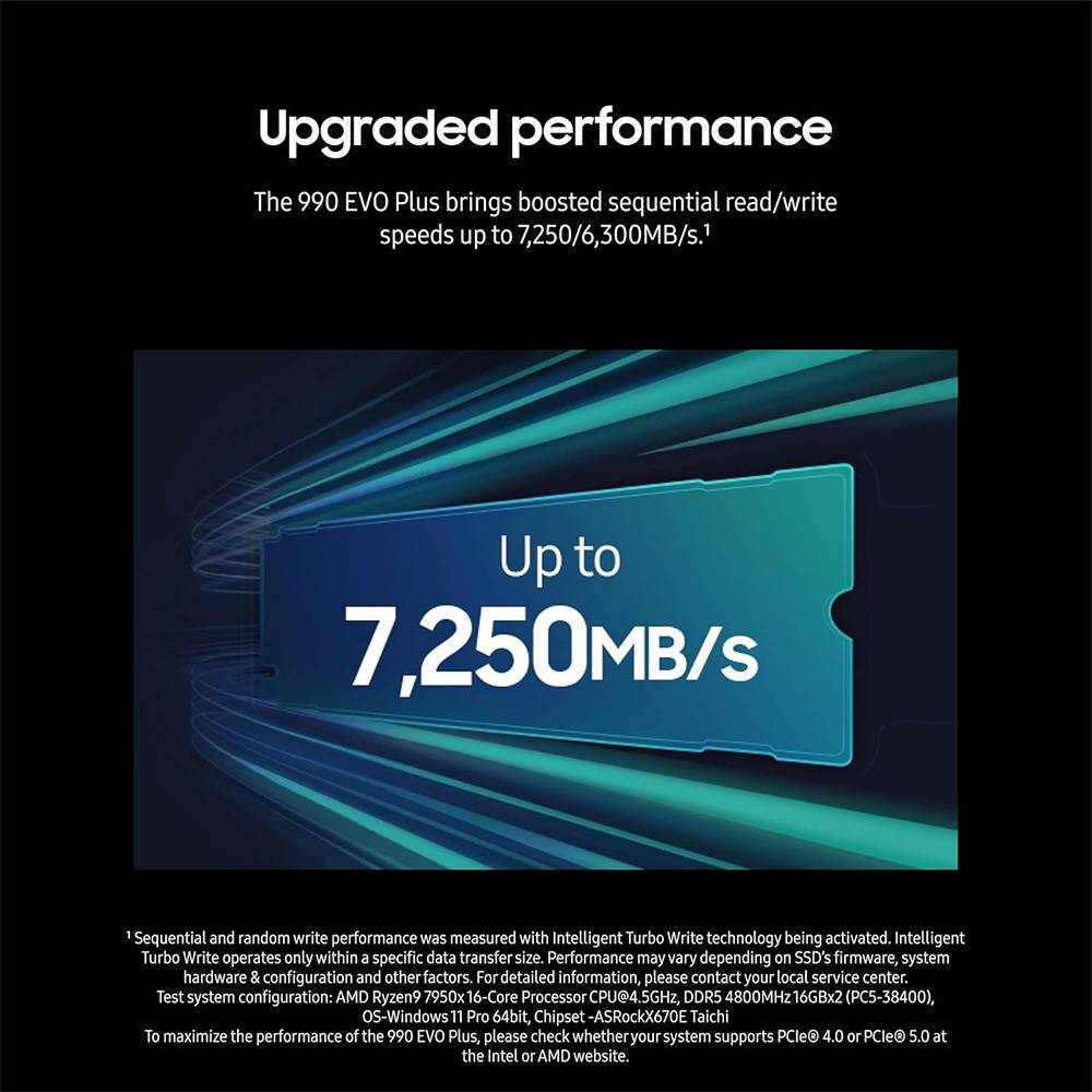 Samsung 990 EVO Plus MZ-V9S1T0 - SSD - encriptado - 1 TB - interna - M.2 2280 - PCIe 5.0 x2 (NVMe) - 256-bits AES - TCG Opal Encryption 2.0 - Imagem 8