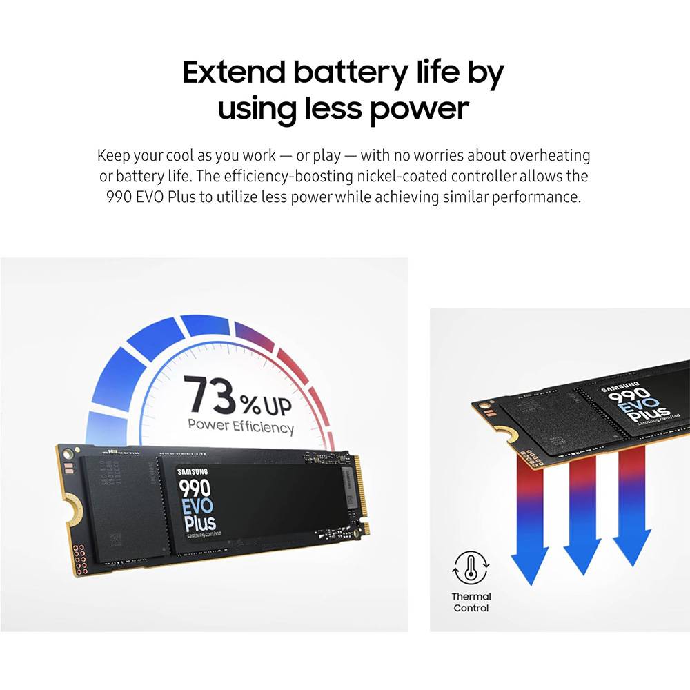 SSD Samsung 990 EVO Plus MZ-V9S2T0 4 TB M.2 2280 PCIe 5.0 x2 NVMe Encriptação AES 256-bits TCG Opal 2.0 - Imagem 7