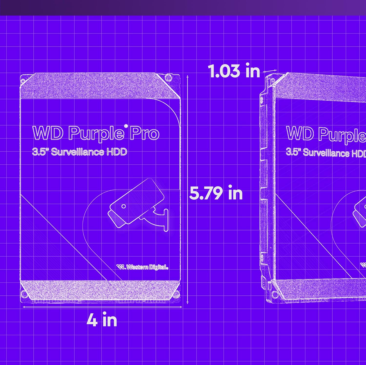 WD Purple Pro WD102PURP - Disco rígido - 10 TB - interna - 3.5" - SATA 6Gb/s - 7200 rpm - buffer: 512 MB - Imagem 3
