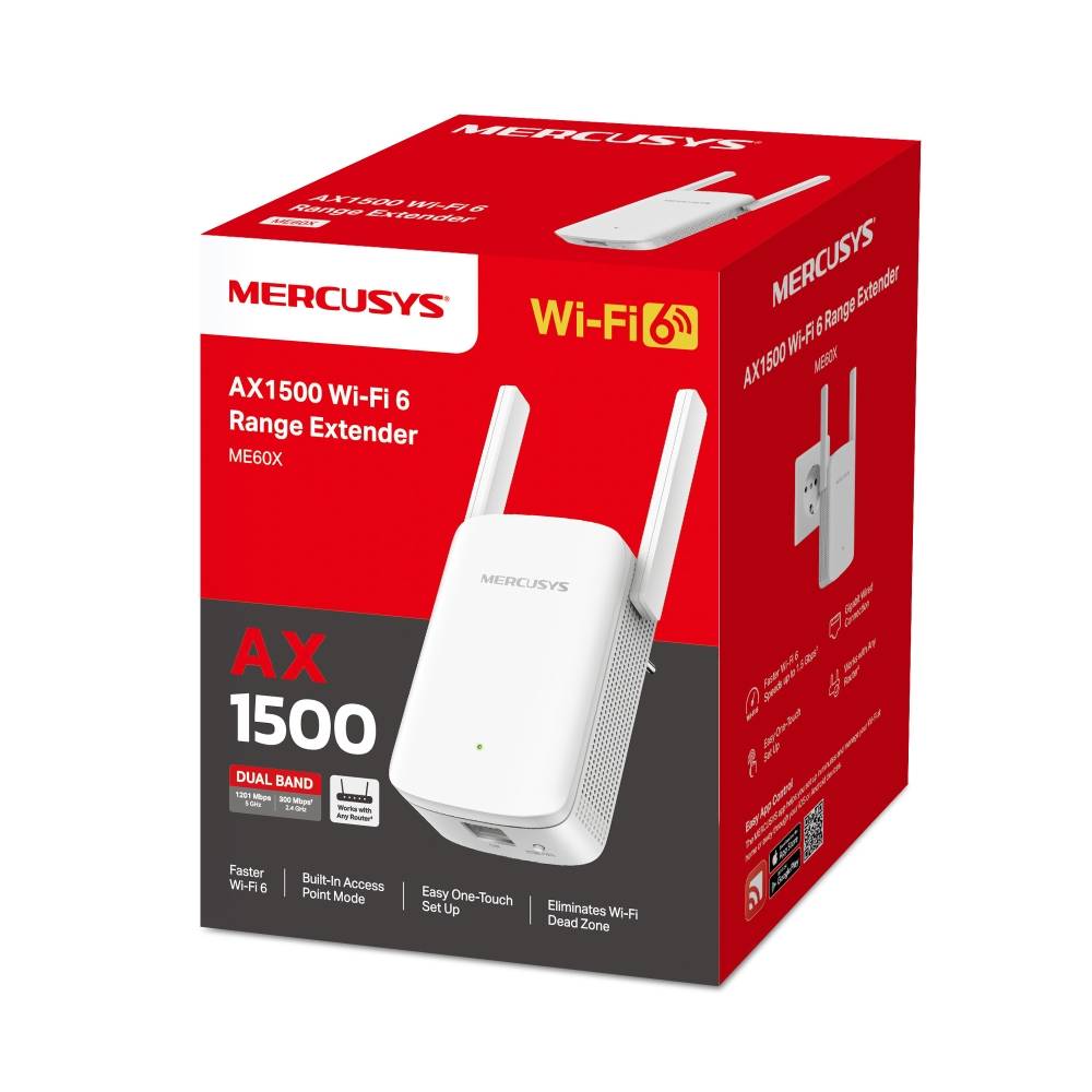 Mercusys ME60X V1 - Extensão de alcance de Wi-Fi - 1GbE - Wi-Fi 6 - 2.4 GHz, 5 GHz - na parede - Imagem 8