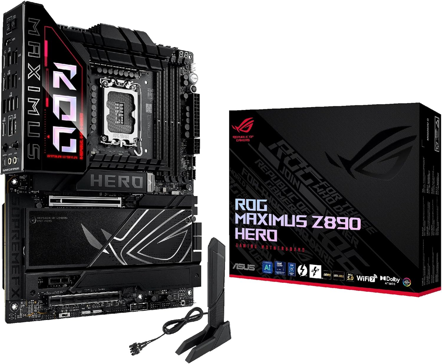 Motherboard ASUS ROG MAXIMUS Z890 HERO Socket LGA1851 ATX DDR5 Wi-Fi 7 USB4 Bluetooth 5GbE 8-Canais Audio