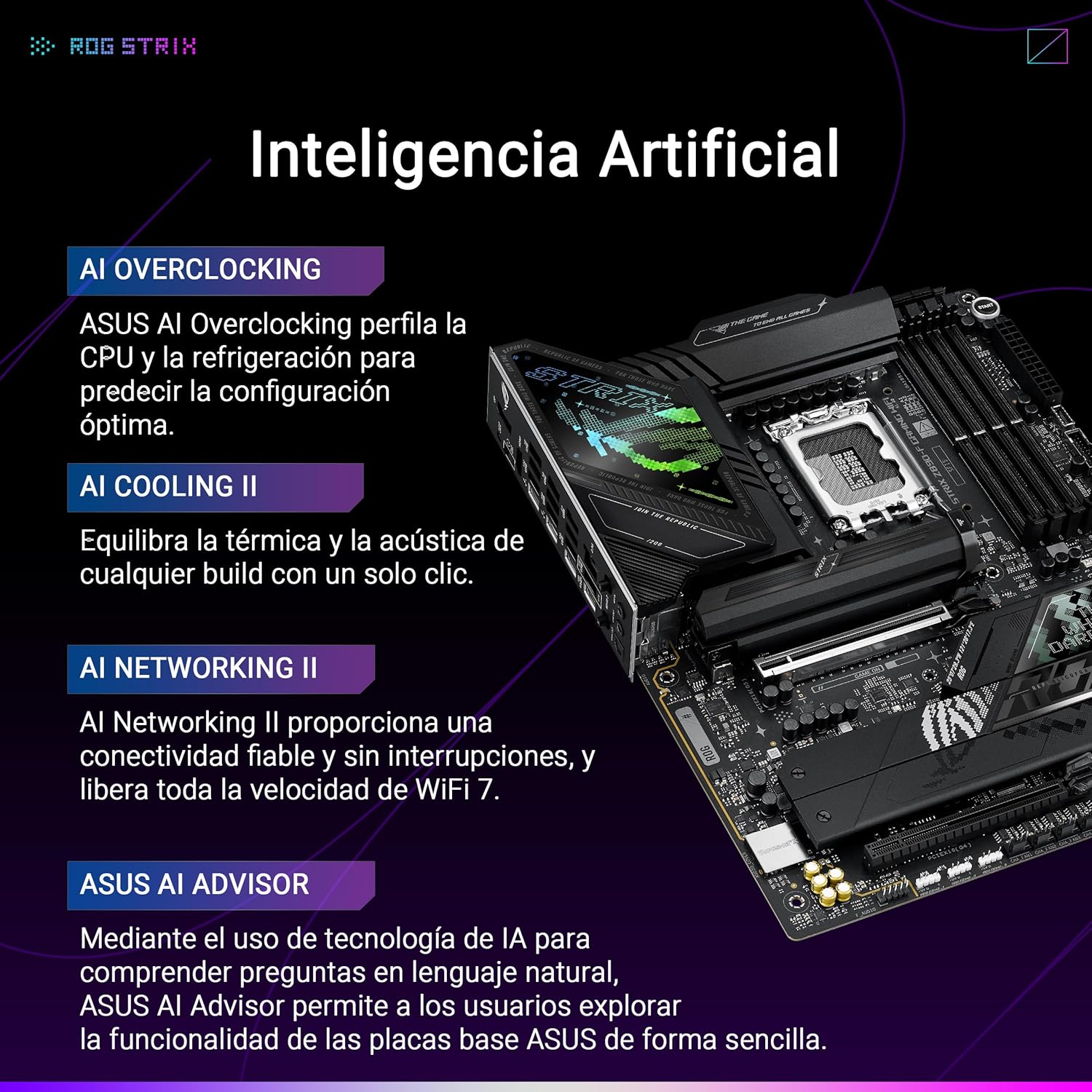 Motherboard ASUS ROG STRIX Z890-F GAMING WIFI Socket LGA1851 Chipset Z890 DDR5 ATX Wi-Fi 7 Bluetooth USB4 - Imagem 3
