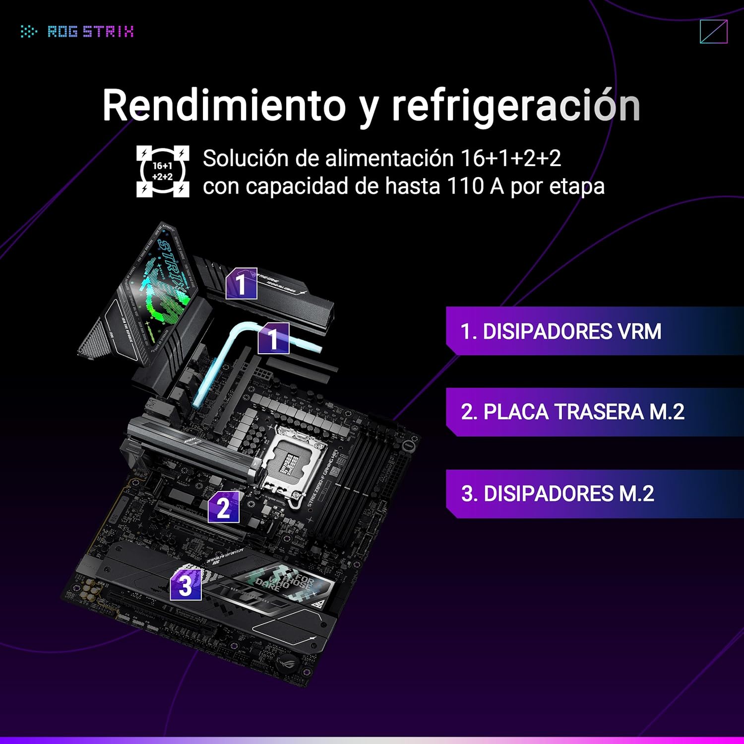 Motherboard ASUS ROG STRIX Z890-F GAMING WIFI Socket LGA1851 Chipset Z890 DDR5 ATX Wi-Fi 7 Bluetooth USB4 - Imagem 4
