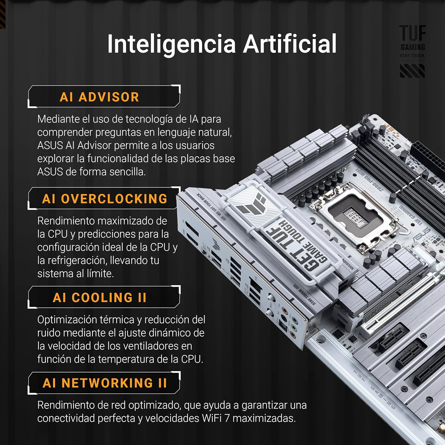 Motherboard ASUS TUF Gaming Z890-PRO WIFI Socket LGA1851 Chipset Z890 DDR5 ATX Wi-Fi 7 Bluetooth USB4 - Imagem 3