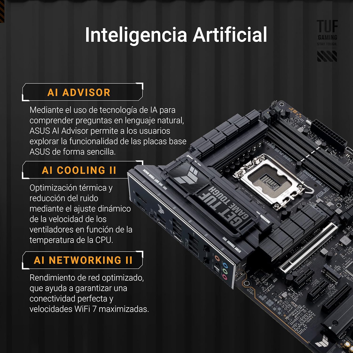 Motherboard ASUS TUF GAMING Z890-PLUS WIFI LGA1851 Chipset Z890 ATX DDR5 Wi-Fi 7 USB4 2.5G LAN Bluetooth - Imagem 3