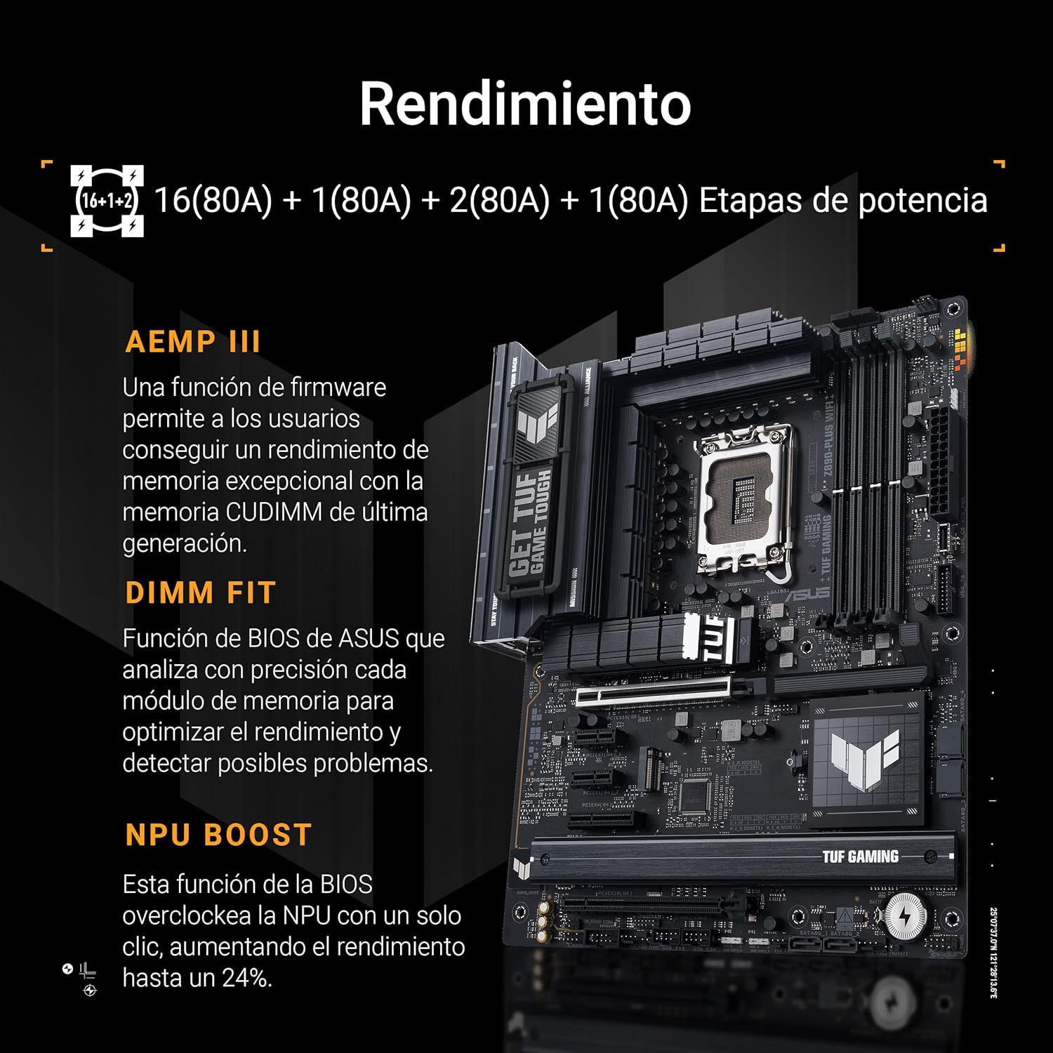Motherboard ASUS TUF GAMING Z890-PLUS WIFI LGA1851 Chipset Z890 ATX DDR5 Wi-Fi 7 USB4 2.5G LAN Bluetooth - Imagem 4