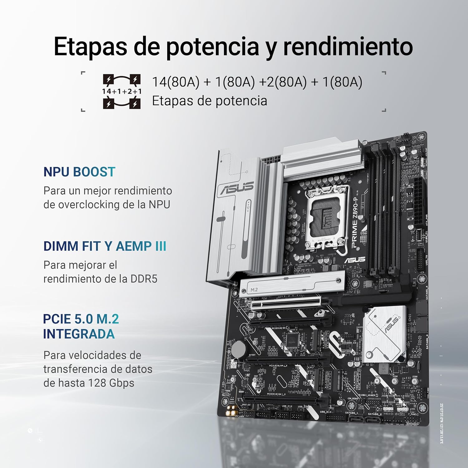 Motherboard ASUS Prime Z890-P Socket LGA1851 Chipset Z890 DDR5 ATX 2.5Gb LAN USB-C 3.2 Gen 2x2 - Imagem 4