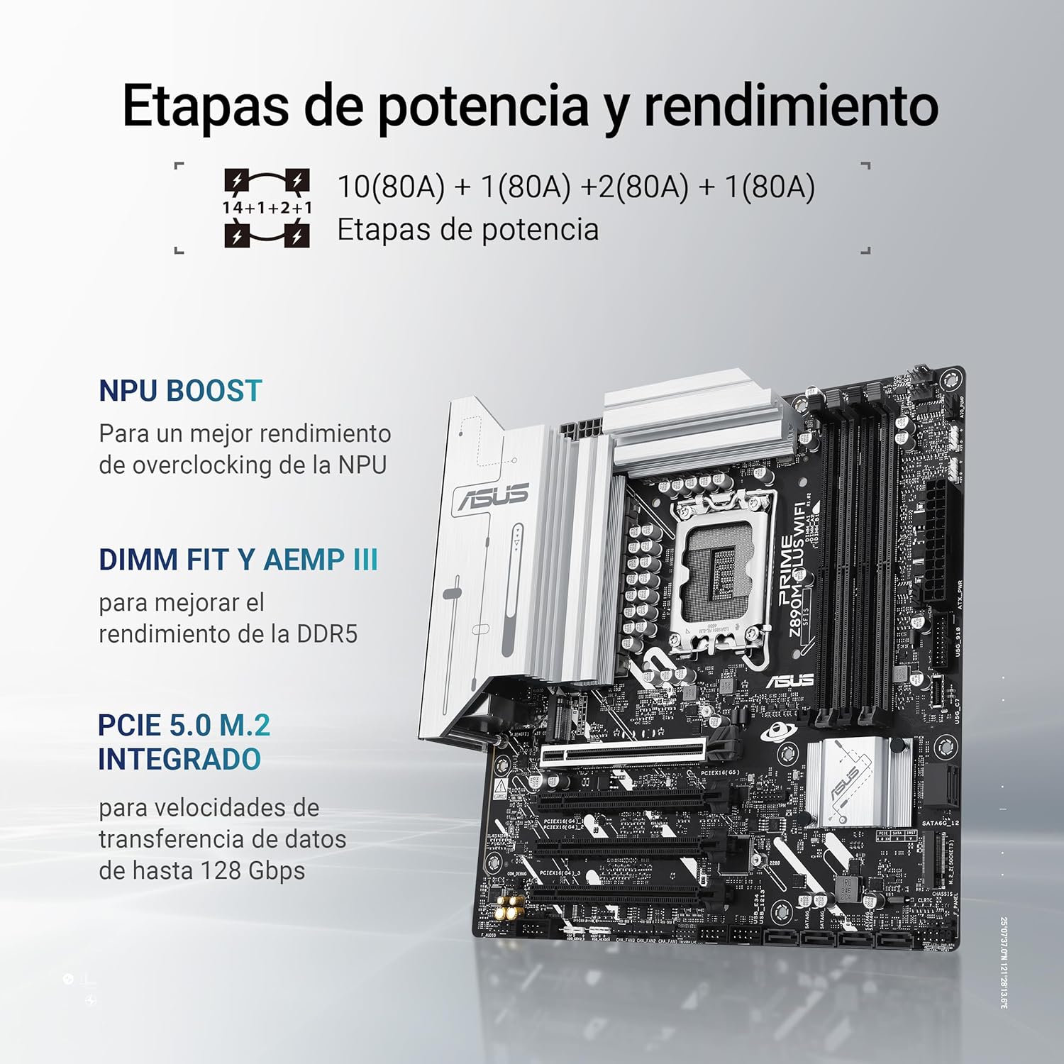 Motherboard ASUS PRIME Z890M-PLUS WIFI LGA1851 Z890 micro ATX DDR5 Wi-Fi 7 2.5Gb LAN - Imagem 4