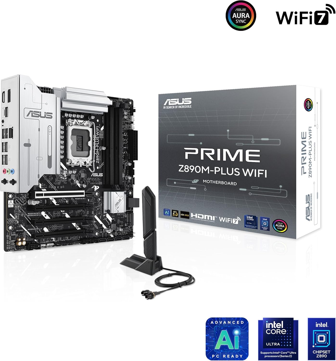 Motherboard ASUS PRIME Z890M-PLUS WIFI LGA1851 Z890 micro ATX DDR5 Wi-Fi 7 2.5Gb LAN - Imagem 2