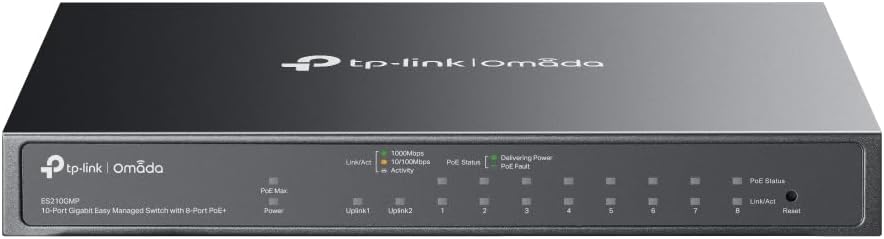 Switch Gigabit TP-Link Omada ES210GMP 10 Portas 8 PoE+ 123W 1 SFP Administrado Desktop/Parede - Imagem 2