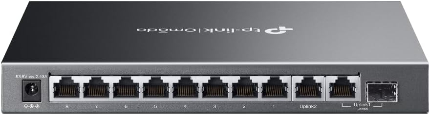 Switch Gigabit TP-Link Omada ES210GMP 10 Portas 8 PoE+ 123W 1 SFP Administrado Desktop/Parede