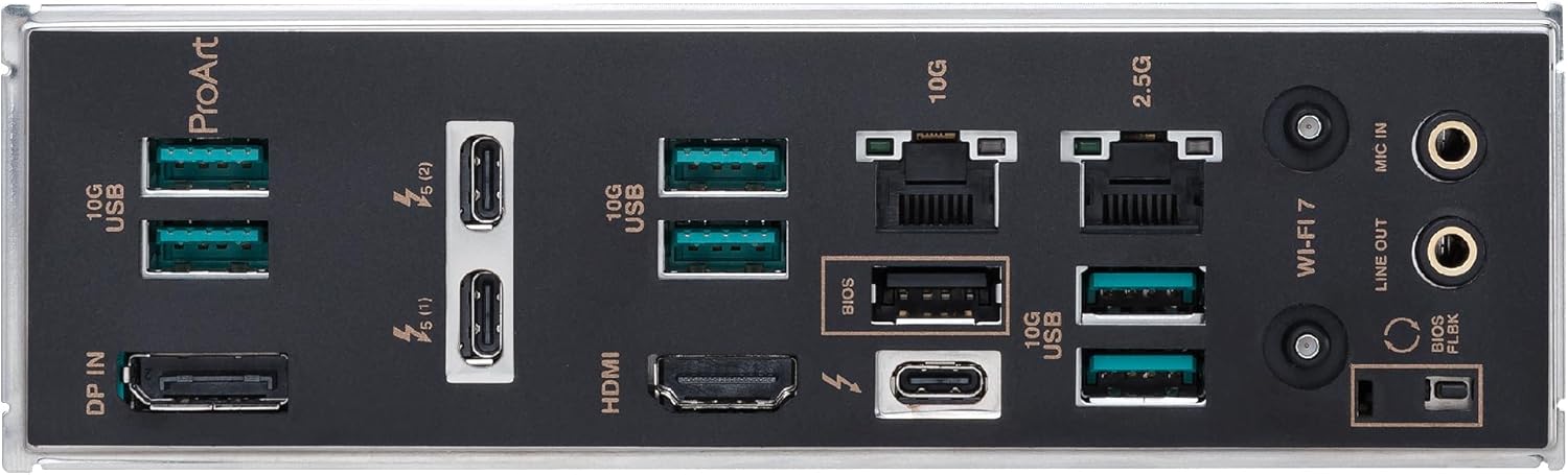 ASUS ProArt Z890-CREATOR WIFI - Placa-mãe - ATX - tomada LGA1851 - Z890 Chipset - USB4, USB 3.2 Gen 2, USB-C 3.2 Gen 2x2, USB 3.2 Gen 1 - 10 Gigabit LAN, 2.5 Gigabit LAN, Bluetooth, Wi-Fi 7 - gráfico integrado (necessário CPU) - HD Audio (8-canais) - Imagem 14