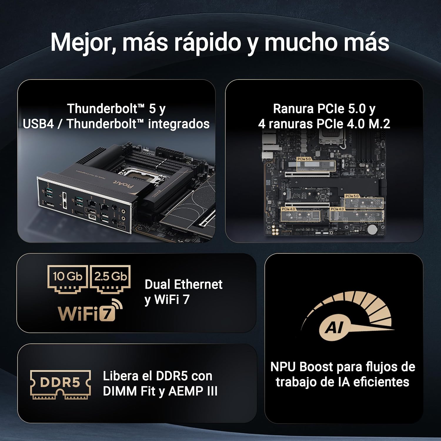 ASUS ProArt Z890-CREATOR WIFI - Placa-mãe - ATX - tomada LGA1851 - Z890 Chipset - USB4, USB 3.2 Gen 2, USB-C 3.2 Gen 2x2, USB 3.2 Gen 1 - 10 Gigabit LAN, 2.5 Gigabit LAN, Bluetooth, Wi-Fi 7 - gráfico integrado (necessário CPU) - HD Audio (8-canais) - Imagem 3