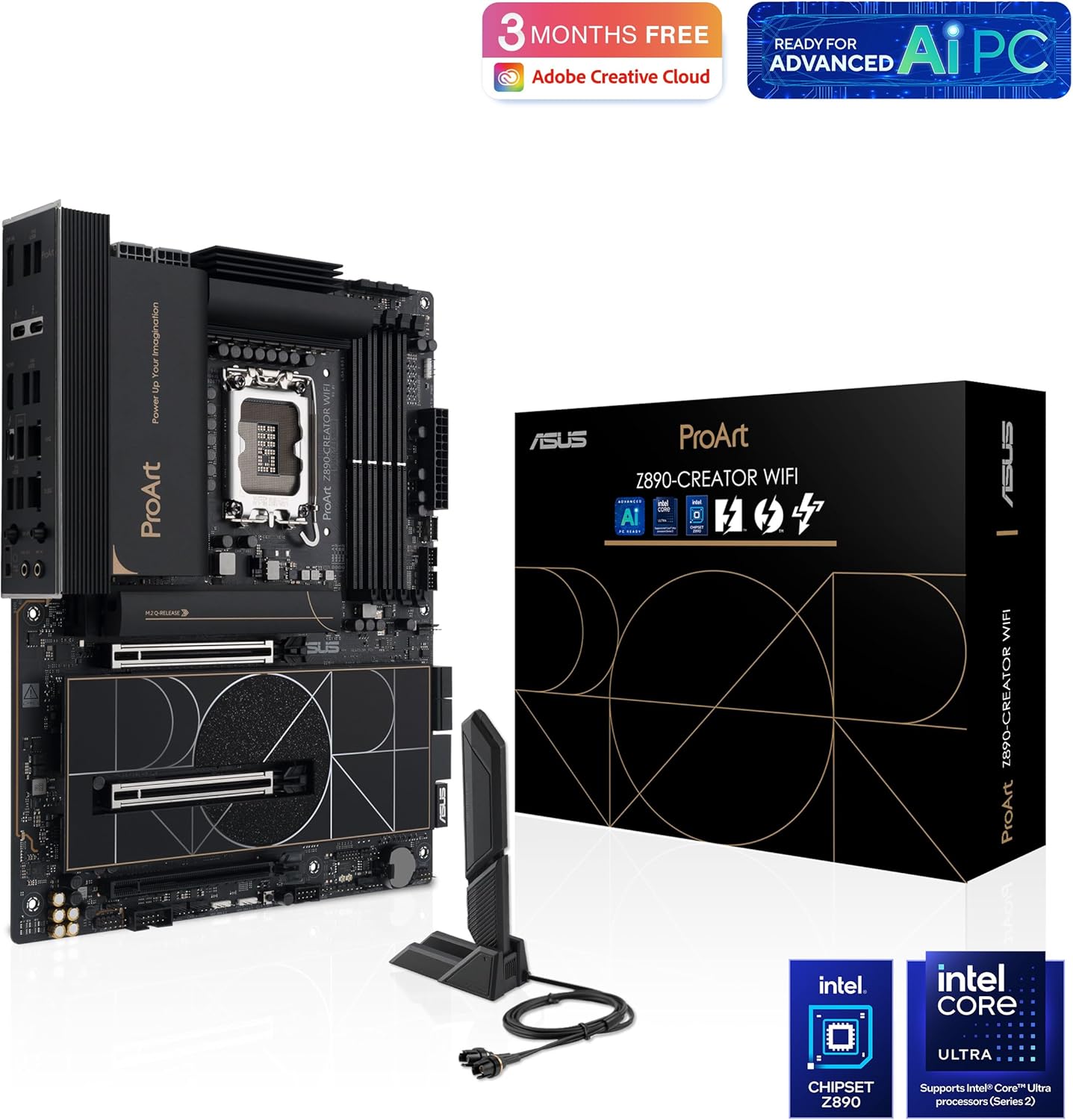 ASUS ProArt Z890-CREATOR WIFI - Placa-mãe - ATX - tomada LGA1851 - Z890 Chipset - USB4, USB 3.2 Gen 2, USB-C 3.2 Gen 2x2, USB 3.2 Gen 1 - 10 Gigabit LAN, 2.5 Gigabit LAN, Bluetooth, Wi-Fi 7 - gráfico integrado (necessário CPU) - HD Audio (8-canais) - Imagem 2