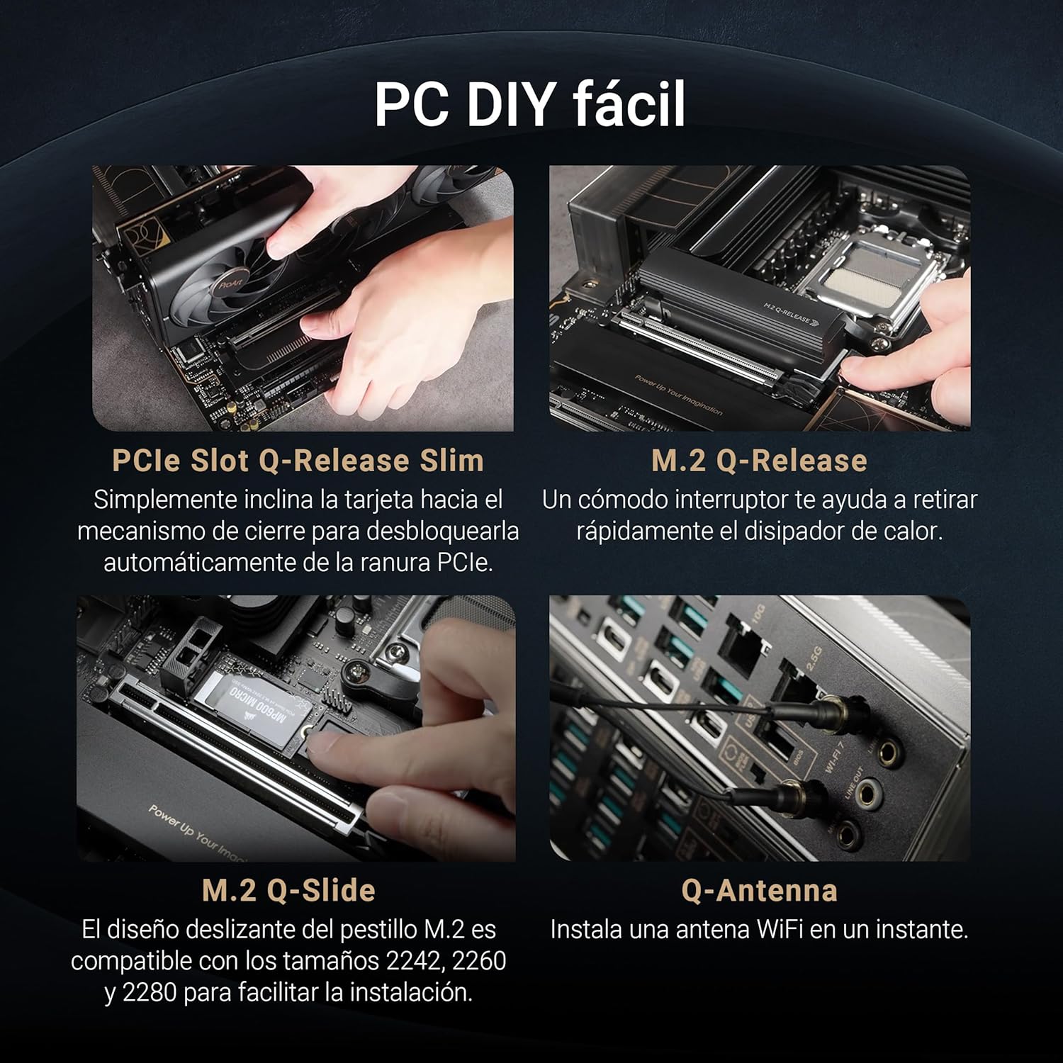 ASUS ProArt Z890-CREATOR WIFI - Placa-mãe - ATX - tomada LGA1851 - Z890 Chipset - USB4, USB 3.2 Gen 2, USB-C 3.2 Gen 2x2, USB 3.2 Gen 1 - 10 Gigabit LAN, 2.5 Gigabit LAN, Bluetooth, Wi-Fi 7 - gráfico integrado (necessário CPU) - HD Audio (8-canais) - Imagem 5
