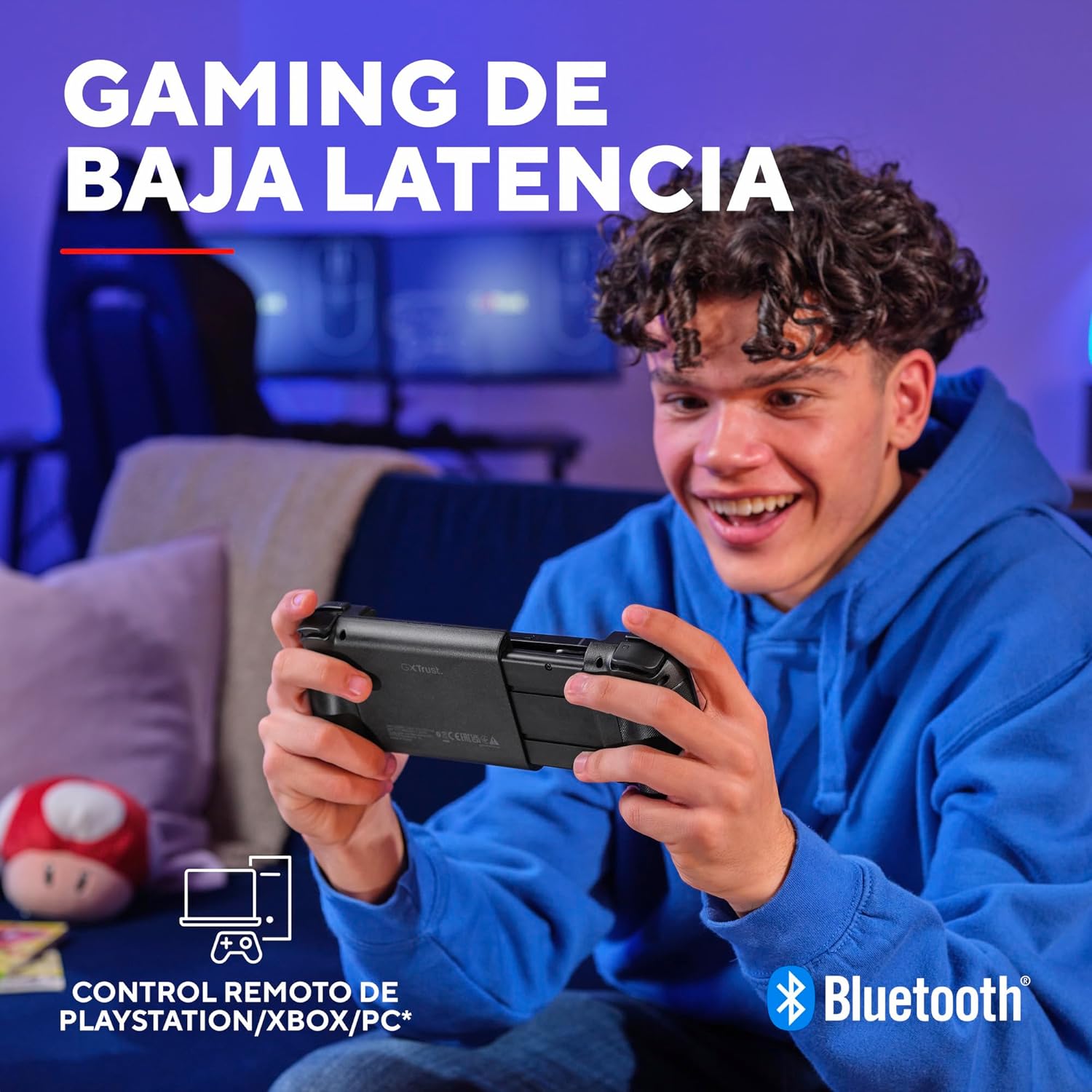Comando de Jogos Trust GXT 735 Mylox Sem Fios Bluetooth Vibração Iluminação RGB Recarregável Preto Android iOS - Imagem 3