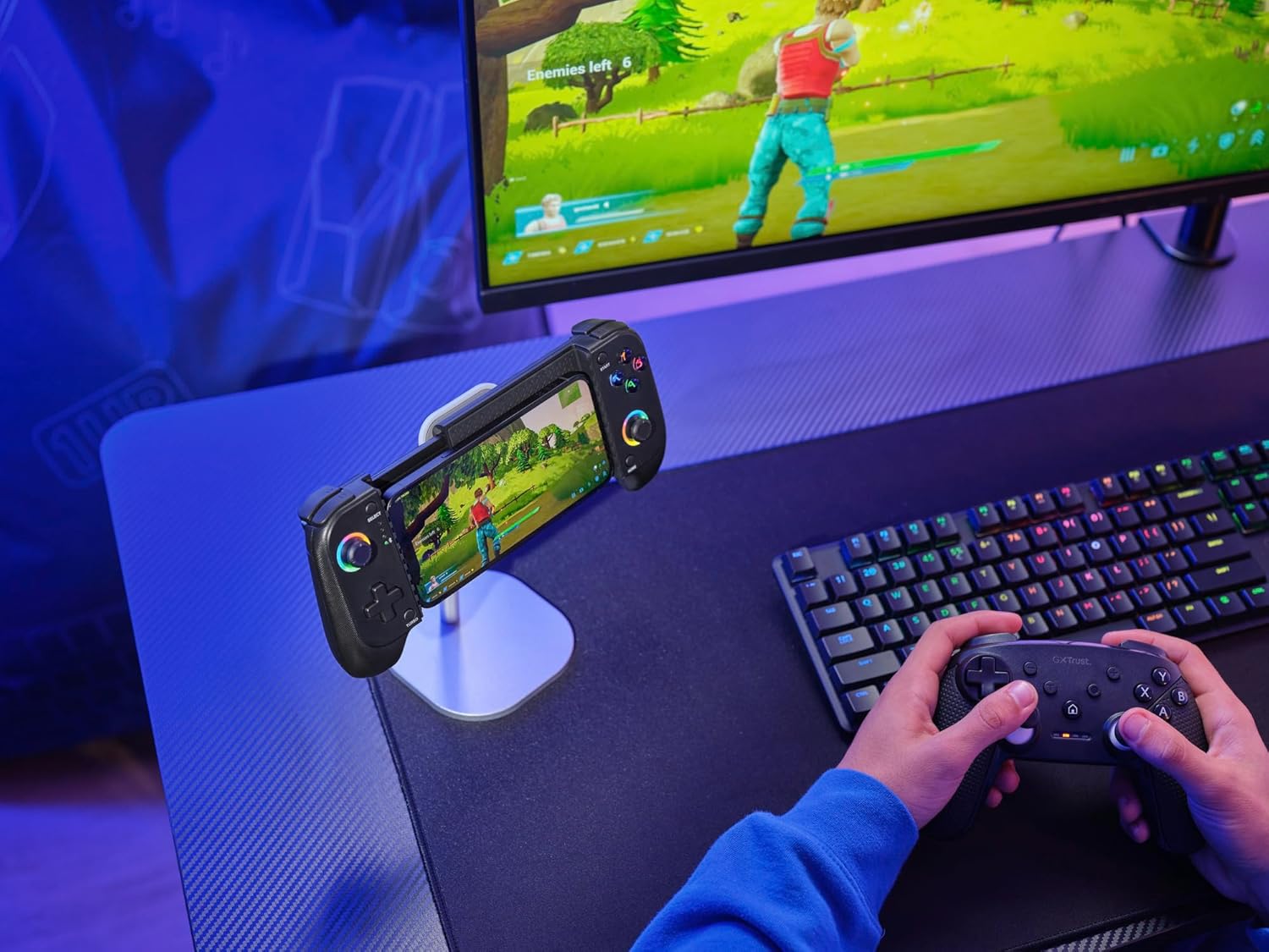Comando de Jogos Trust GXT 735 Mylox Sem Fios Bluetooth Vibração Iluminação RGB Recarregável Preto Android iOS - Imagem 10