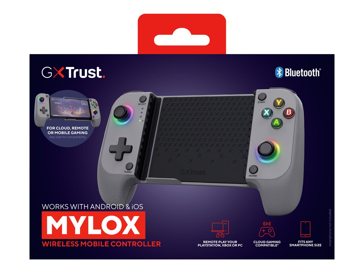 Comando de Jogos Trust GXT 735G Mylox Sem Fios Bluetooth RGB Vibração Android iOS Cinza