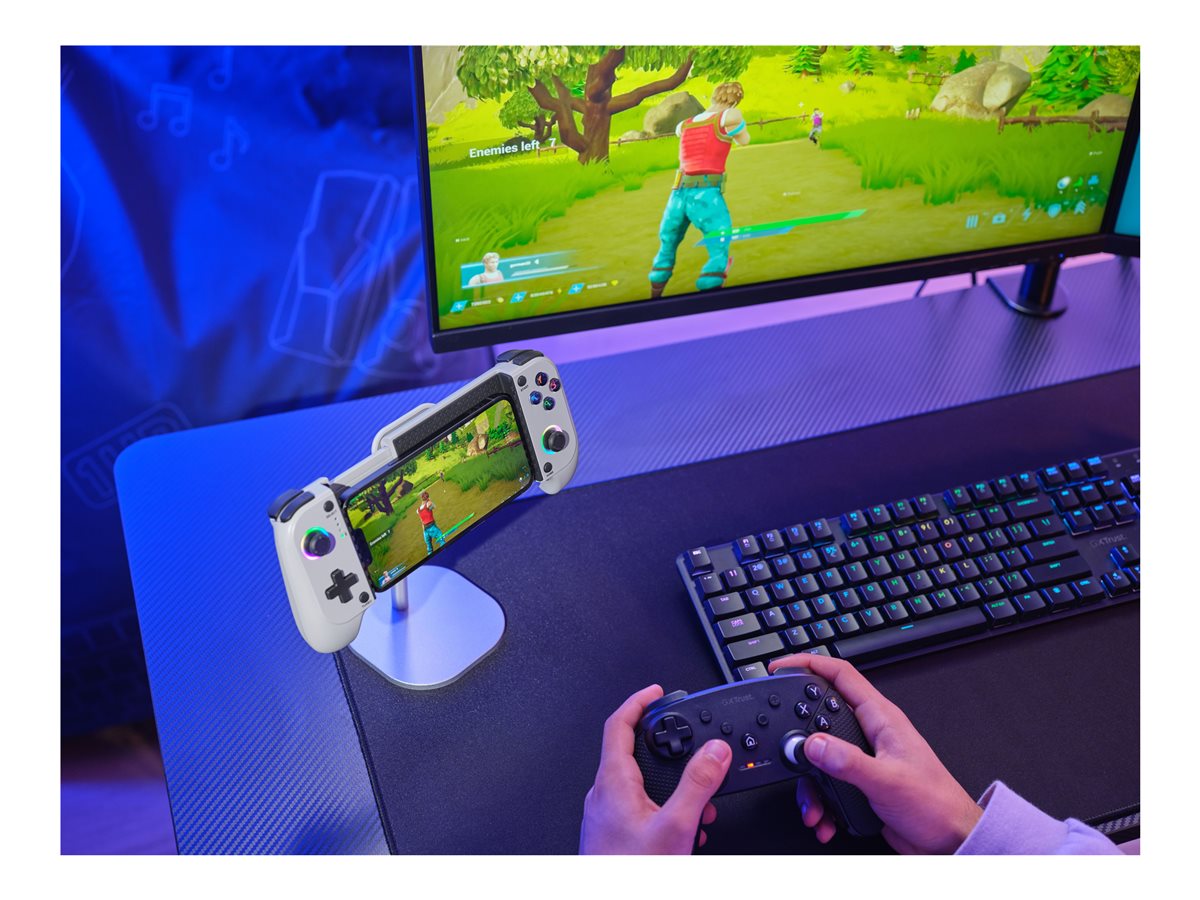 Comando de Jogos Trust GXT 735G Mylox Sem Fios Bluetooth RGB Vibração Android iOS Cinza - Imagem 12