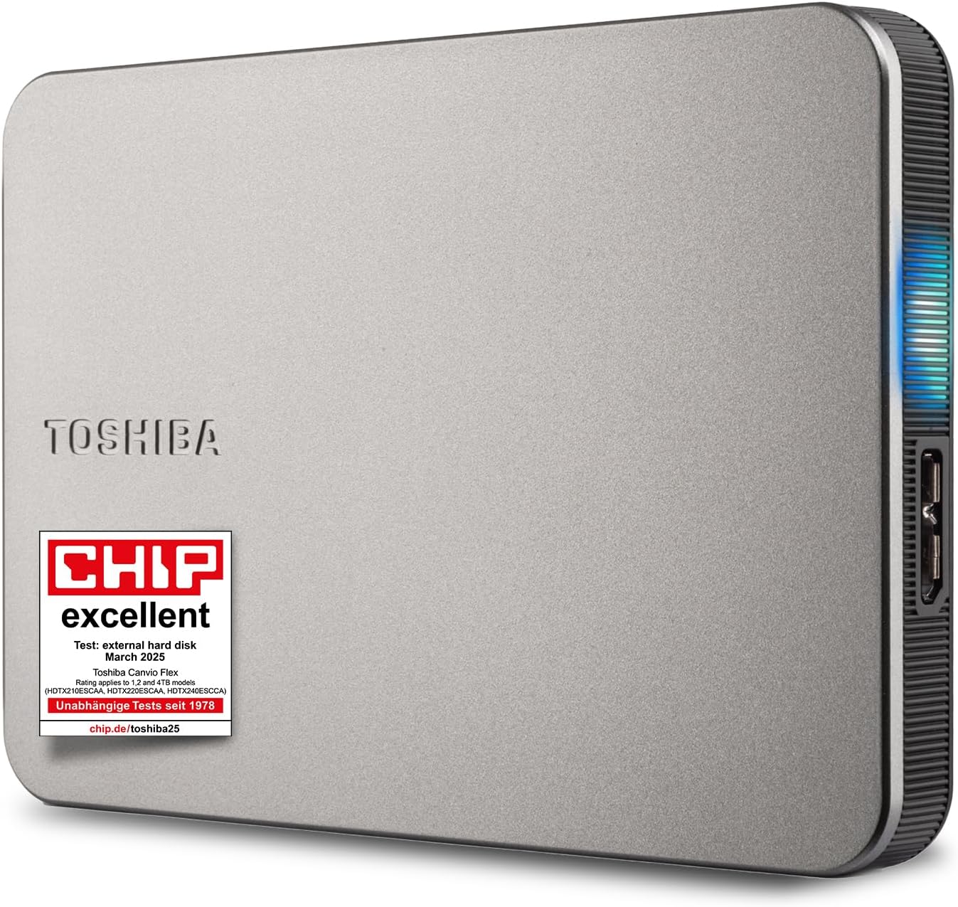 Disco Rígido Externo Portátil Toshiba Canvio Flex 1TB 2.5" USB 3.2 Gen 1 Prateado