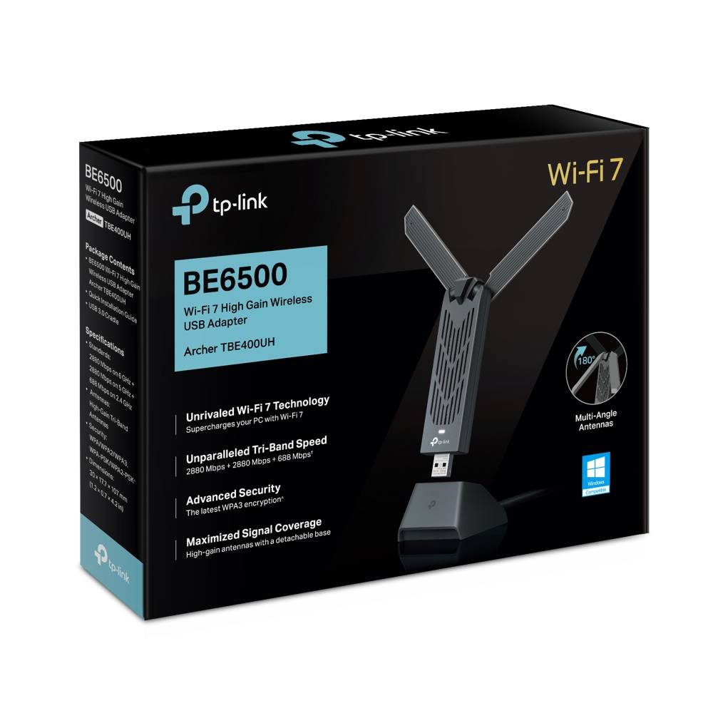 Adaptador de Rede USB TP-Link Archer TBE400UH BE6500 Wi-Fi 7 Tri-Band 6500Mbps Alta Ganho USB 3.0 - Imagem 7