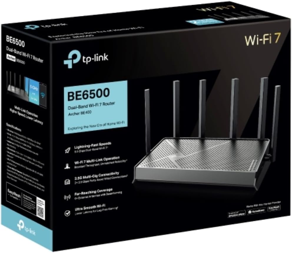 Router TP-Link BE6500 Wi-Fi 7 Dual-Band 6.5Gbps 6 Antenas CPU Quad-Core 2.0GHz Porta WAN 2.5Gbps - Imagem 9