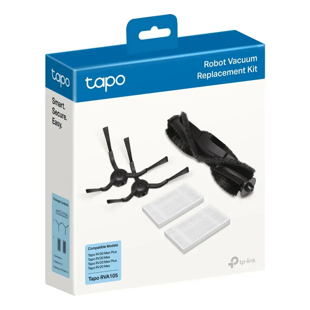 Kit de Acessórios para Aspirador Robot TP-LINK Tapo RVA105 com 1 Escova Principal 4 Escovas Laterais e 2 Filtros HEPA - Imagem 2
