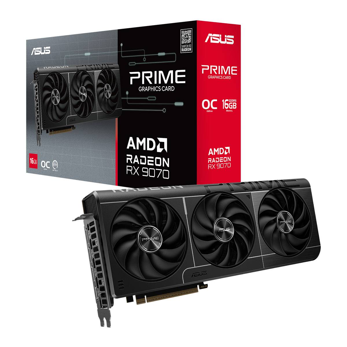 ASUS Prime Radeon RX 9070 OC Edition 16GB GDDR6 Graphics Card PCIe 5.0 HDMI 2.1 DisplayPort 2.1a - Imagem 1