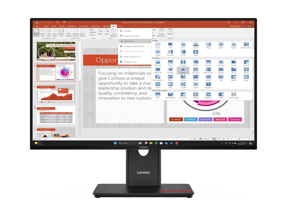 Monitor Lenovo ThinkVision T27-40 27" Full HD IPS 120Hz Preto Eclipse - Imagem 2