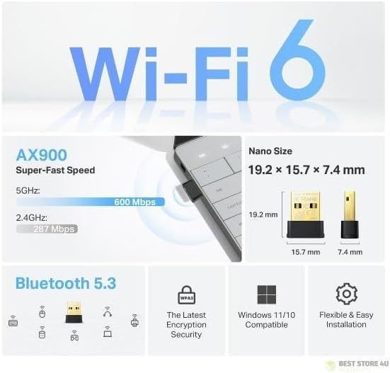Adaptador USB Wi-Fi 6 e Bluetooth 5.3 TP-LINK AX900 Nano Dual Band - Imagem 4