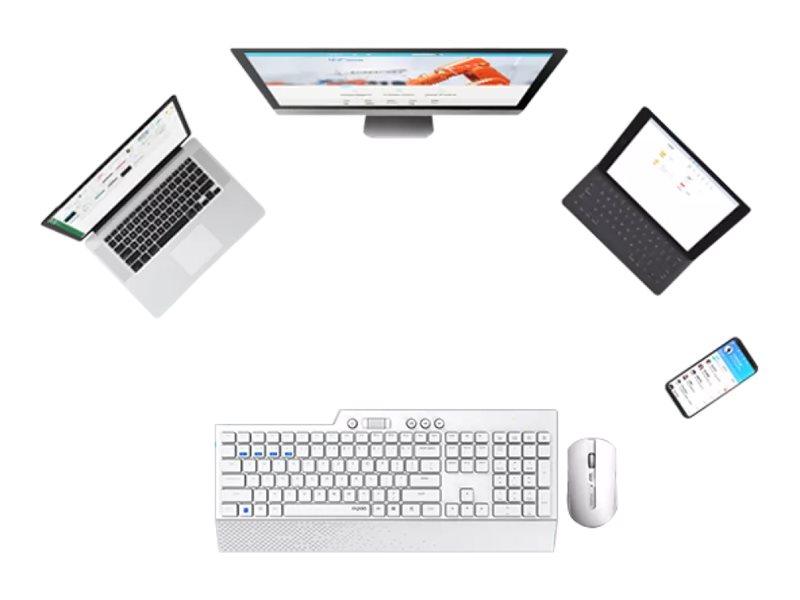 Kit Teclado e Rato RAPOO 8200T Multi-Modo Sem Fios Branco