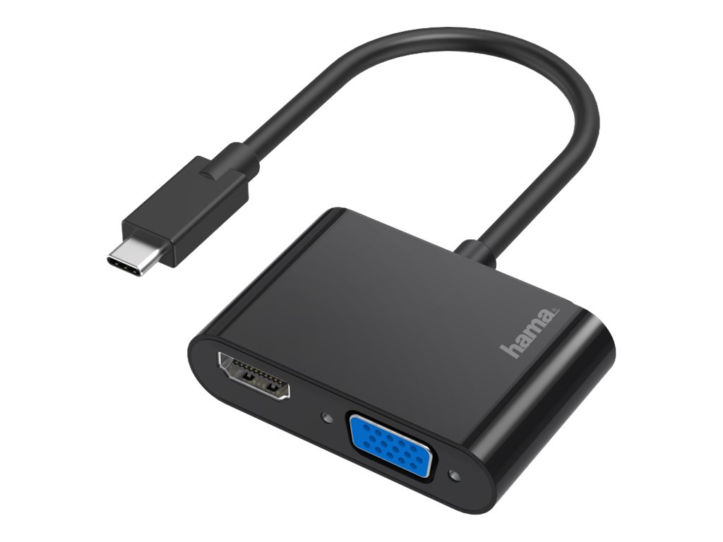 Adaptador Hama 2em1 USB-C VGA HDMI 4K Preto - Imagem 1