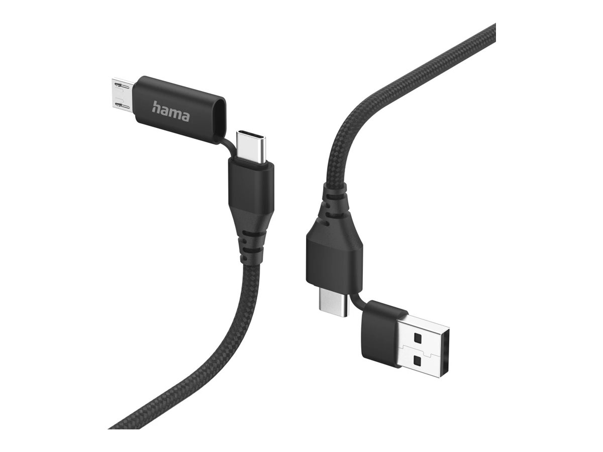Cabo USB Hama USB-C para Micro USB 1.5m Preto