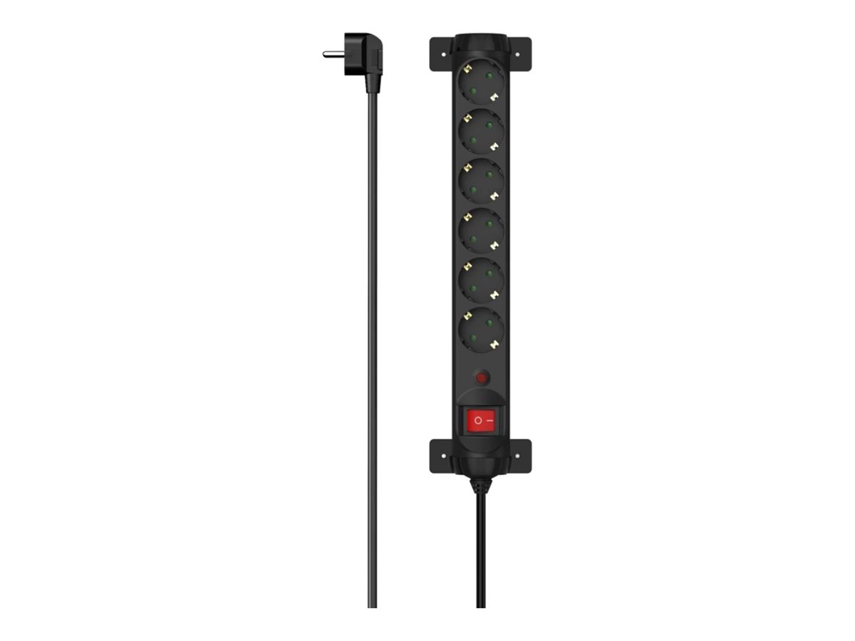 Régua Hama 6 Tomadas c/ Proteção e Interruptor 1.4m Preto - Imagem 1