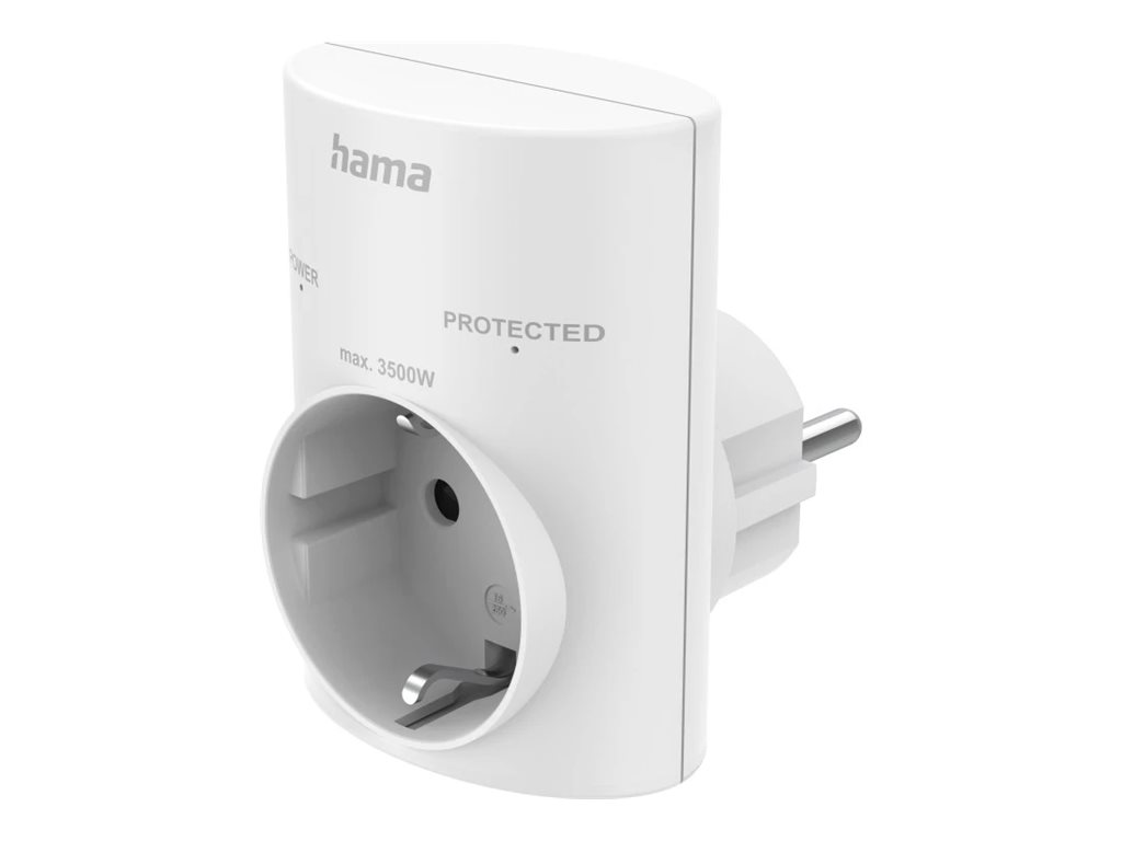 Adaptador Corrente Hama Proteção Surto 16A Branco