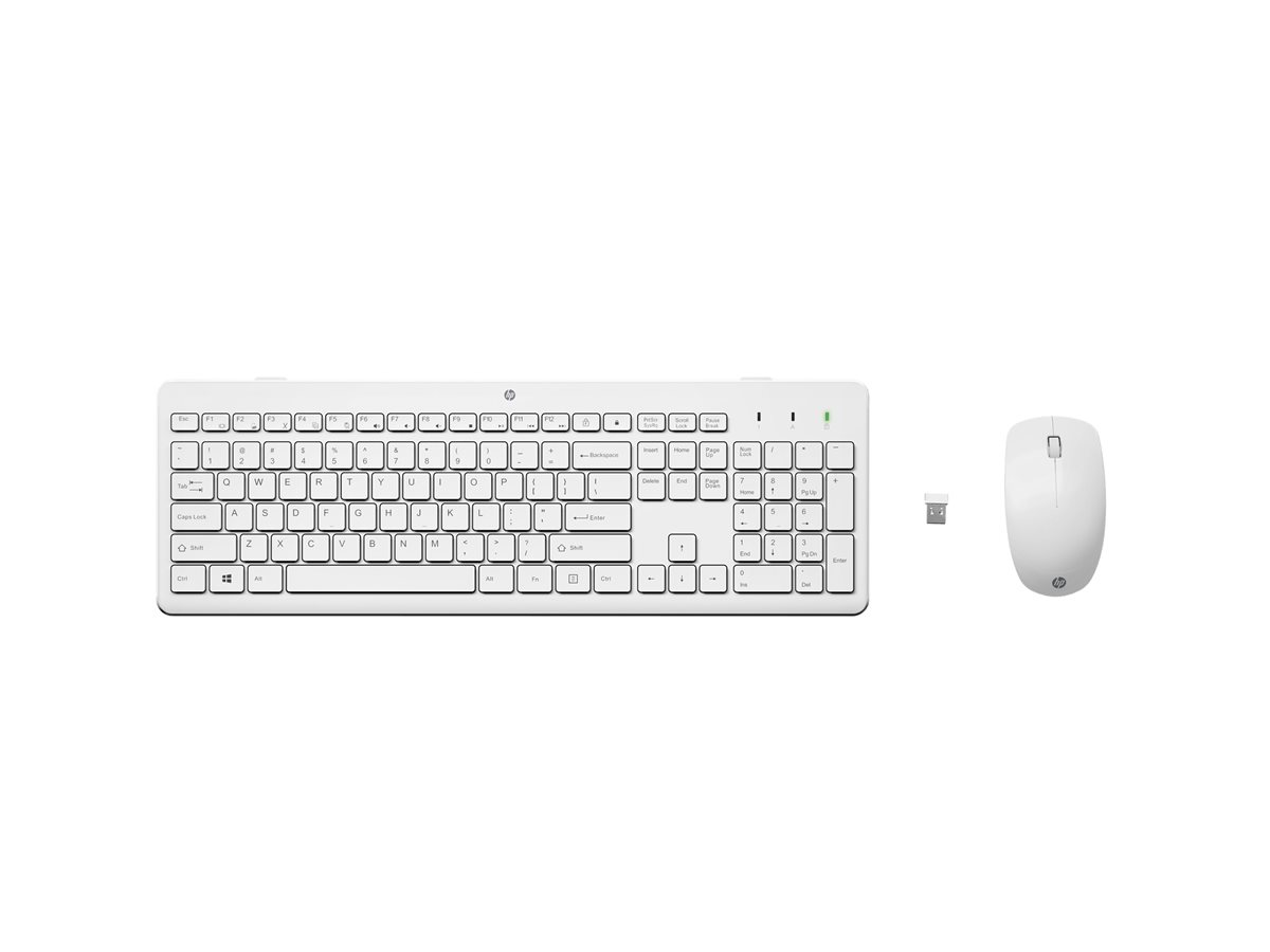 Conjunto Teclado Rato HP 230 Sem Fios Branco
