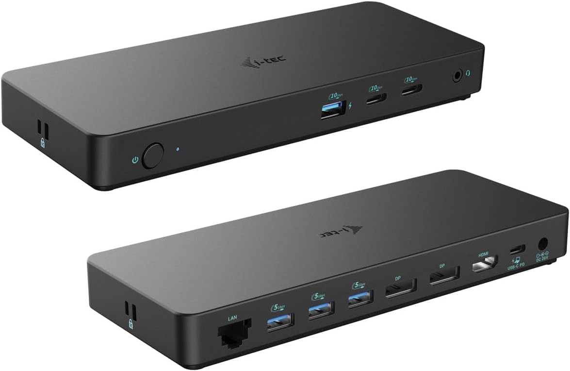 Docking Station i-Tec USB-C 3.2 Gen 2 / Thunderbolt 3/4 3x Display HDMI 2x DP 1GbE 100W PD Preto