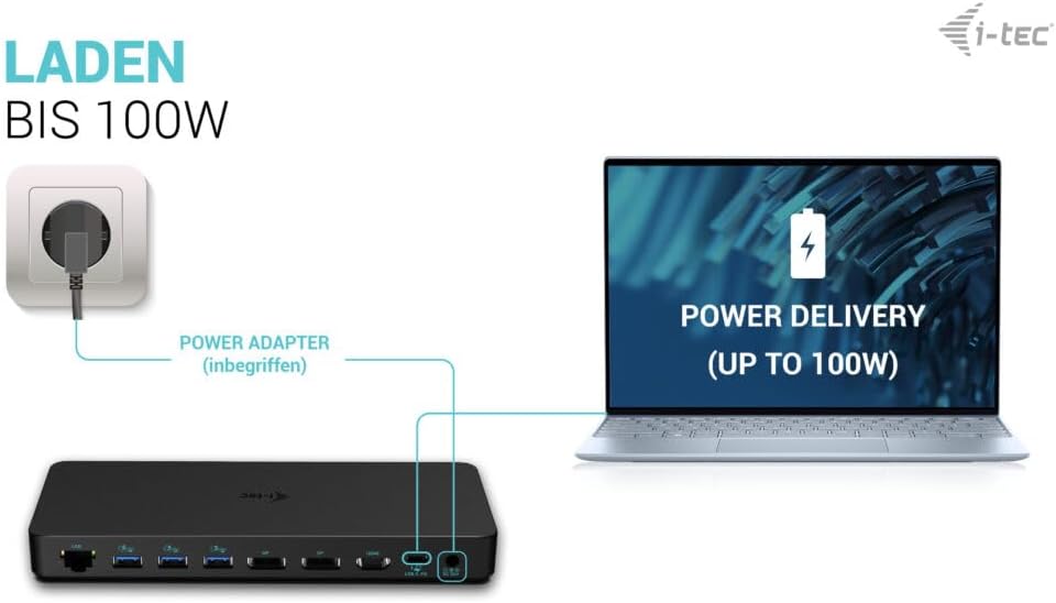 Docking Station i-Tec USB-C 3.2 Gen 2 / Thunderbolt 3/4 3x Display HDMI 2x DP 1GbE 100W PD Preto - Imagem 5