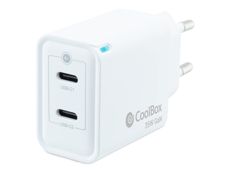 Adaptador GaN CoolBox 35W 2 Saídas USB C PD QC