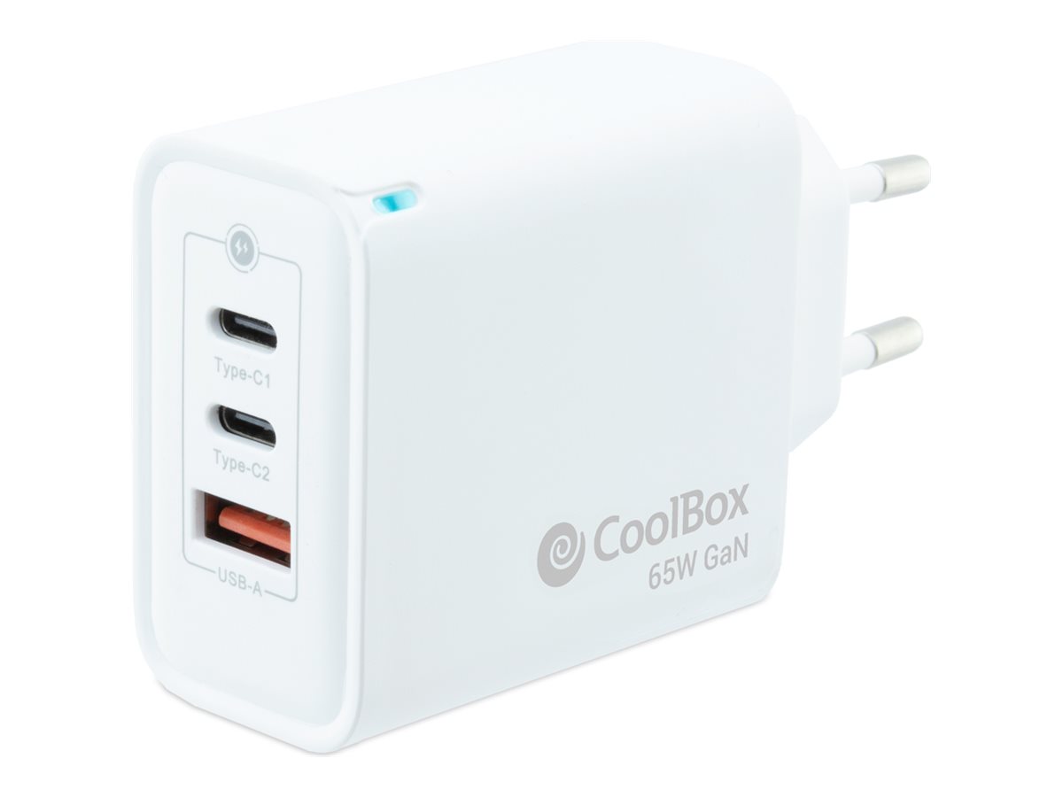 Carregador CoolBox GaN 65W PD QC 3 Portas - Imagem 2