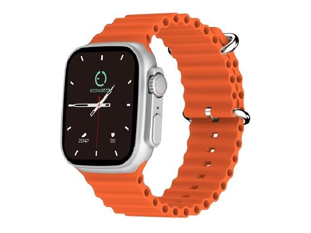 Smartwatch MaxCom Ecowatch 2 Prata Ecrã 1.95" Bracelete Laranja - Imagem 1