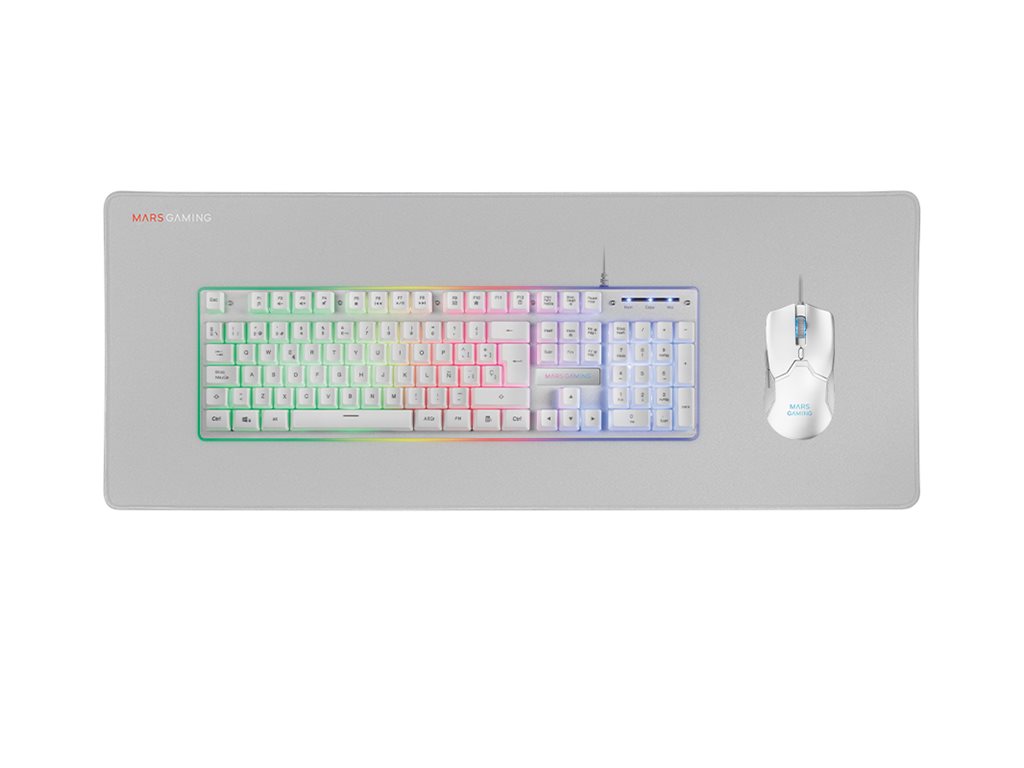 Kit Gaming MARS GAMING MCPX Teclado Rato Tapete PT H-Mech Branco - Imagem 2