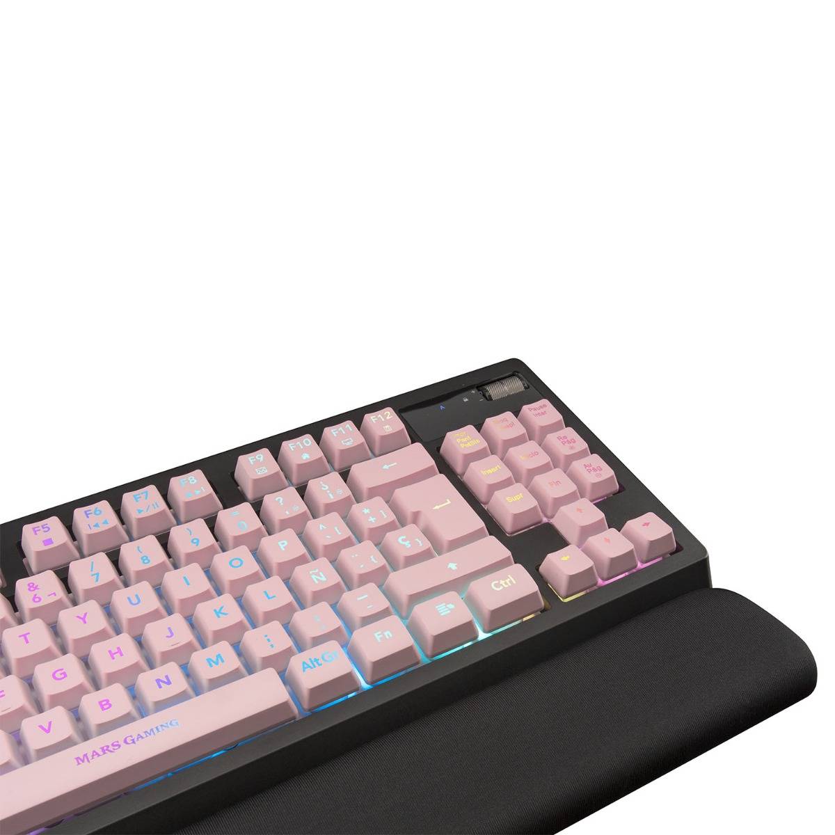 Teclado MARS GAMING MKAX Híbrido Mecânico TKL RGB, Apoio Gel Rosa Português - Imagem 3