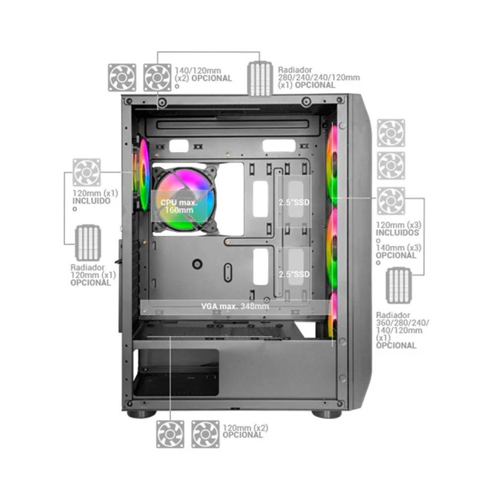 Torre Gaming Mars Gaming MCK ATX Vidro Temperado Preto - Imagem 3