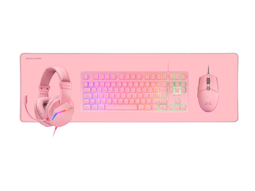 Pack Gaming 4 em 1 MARS GAMING MCP-RGB3 TKL RGB Rosa - Imagem 1